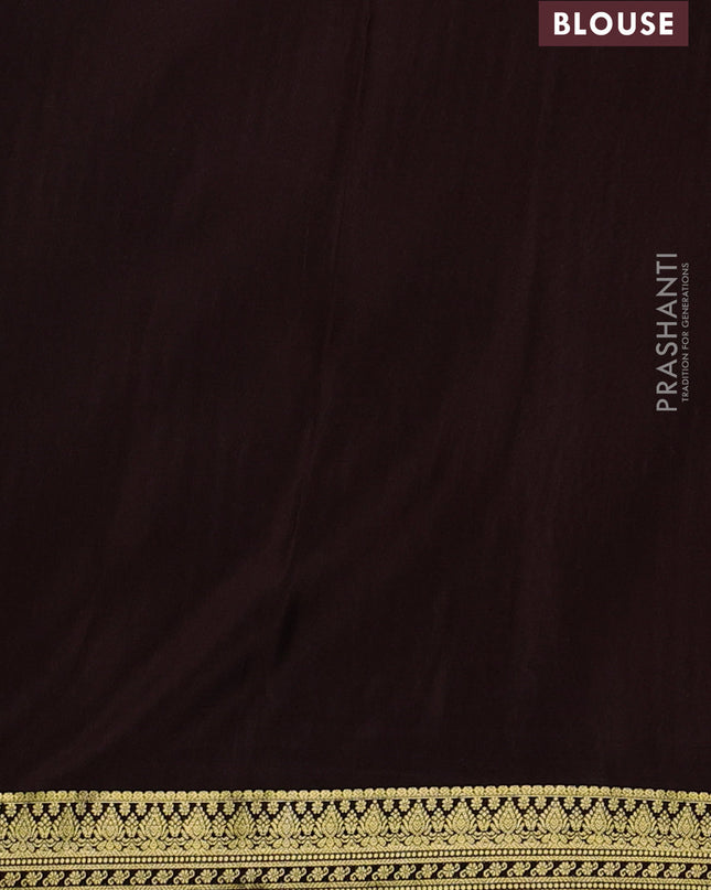 Pure mysore silk saree rustic orange and purple with allover zari woven butta weaves and zari woven border