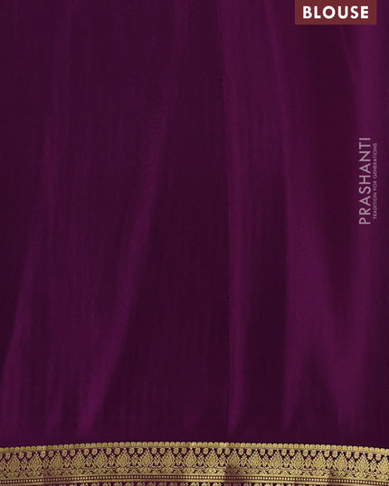 Pure mysore silk saree pastel green and purple with allover zari woven butta weaves and zari woven border