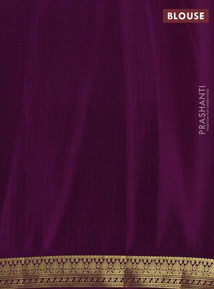 Pure mysore silk saree pastel green and purple with allover zari woven butta weaves and zari woven border