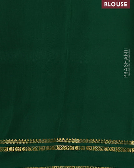 Pure mysore silk saree lime green and green with allover zari checked pattern and rettapet zari woven border