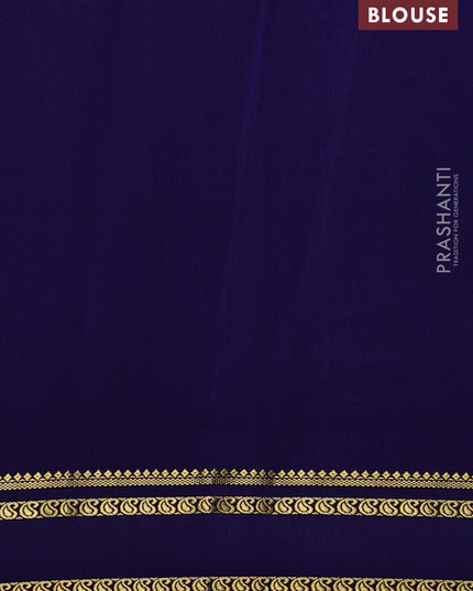 Pure mysore silk saree teal blue and navy blue with allover zari checked pattern and rettapet zari woven border