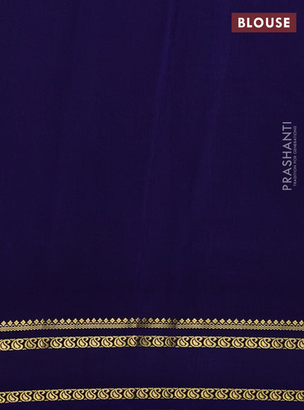 Pure mysore silk saree teal blue and navy blue with allover zari checked pattern and rettapet zari woven border