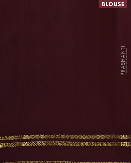 Pure mysore silk saree orange and brown with allover zari checked pattern and rettapet zari woven border