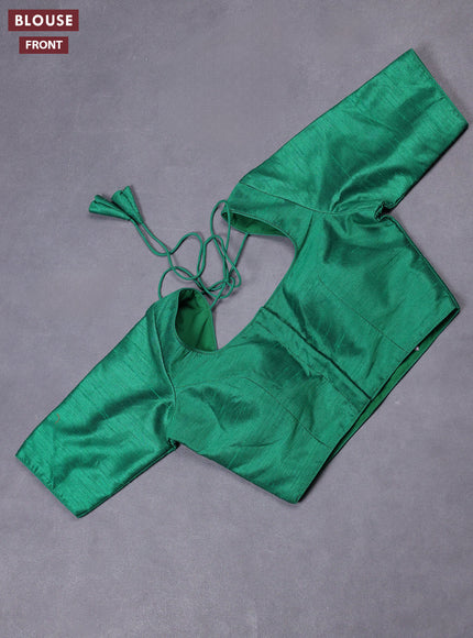 Green semi raw silk readymade blouse