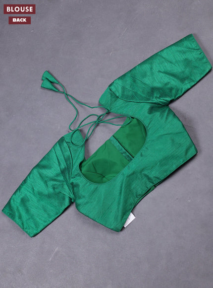 Green semi raw silk readymade blouse
