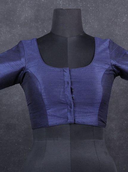 Navy blue semi raw silk readymade blouse