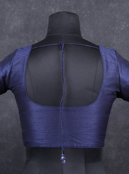 Navy blue semi raw silk readymade blouse