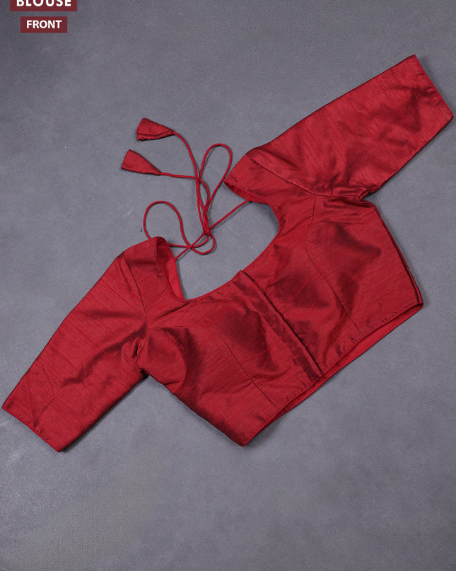 Maroon semi raw silk readymade blouse