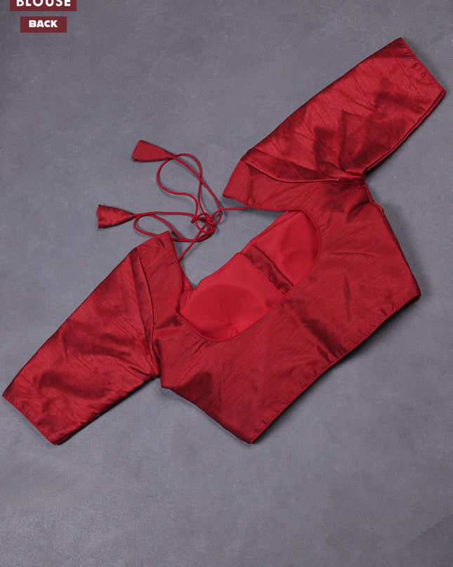 Maroon semi raw silk readymade blouse