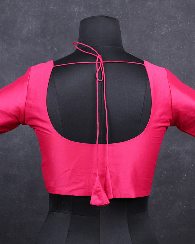 Pink semi silk readymade blouse