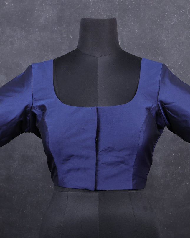 Navy blue semi silk readymade blouse
