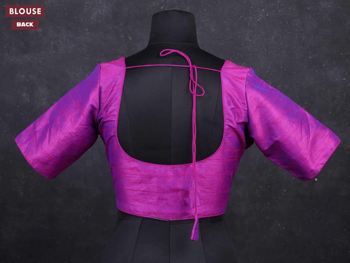 Purple semi raw silk readymade blouse