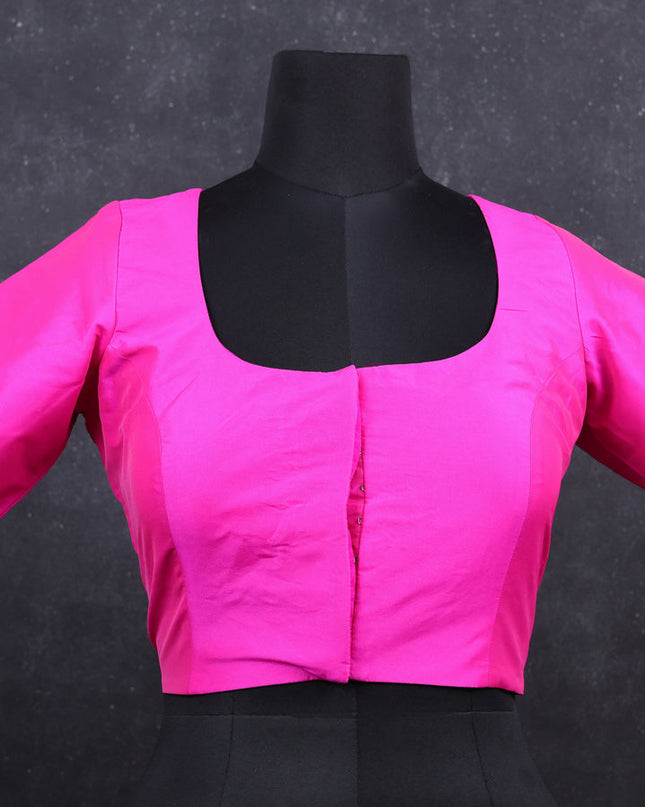 Pink semi silk readymade blouse