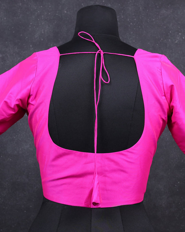 Pink semi silk readymade blouse