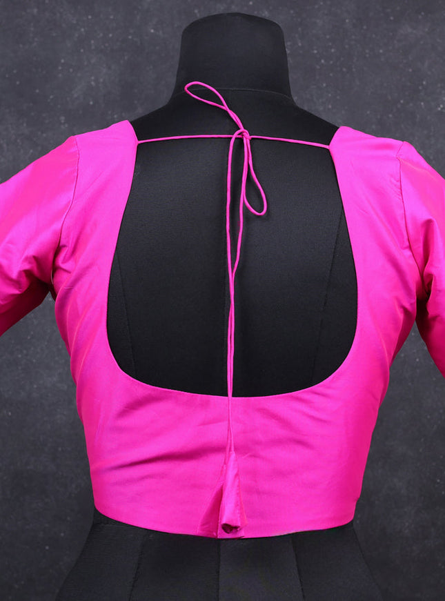 Pink semi silk readymade blouse