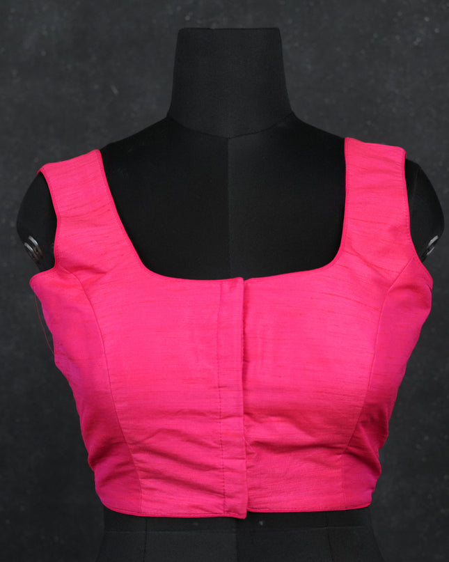Candy pink semi raw silk readymade blouse