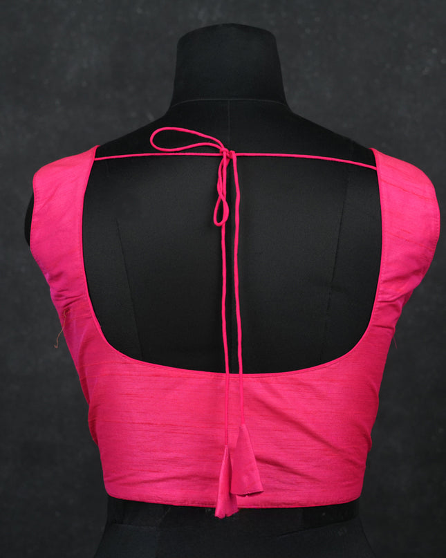 Candy pink semi raw silk readymade blouse