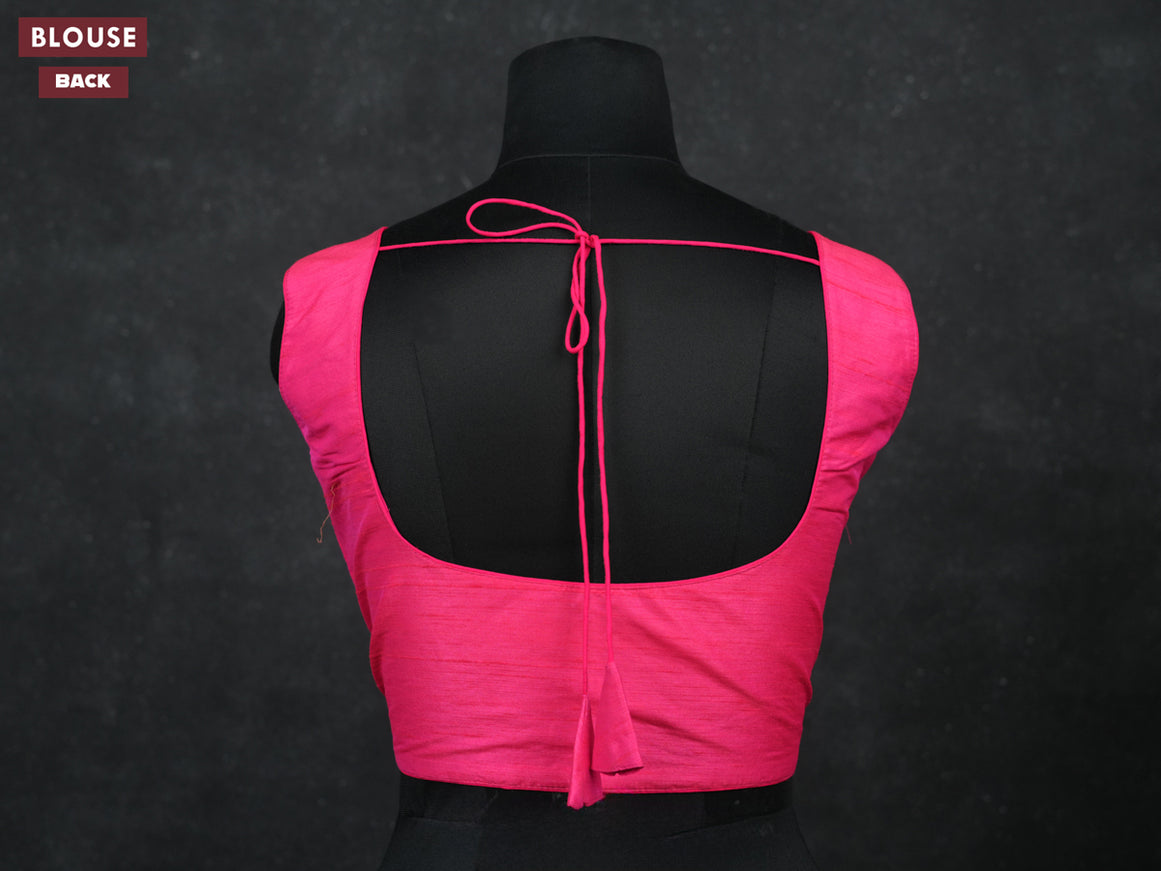 Candy pink semi raw silk readymade blouse