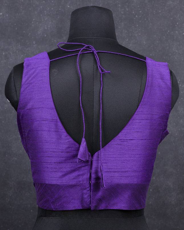 Violet semi raw silk readymade blouse