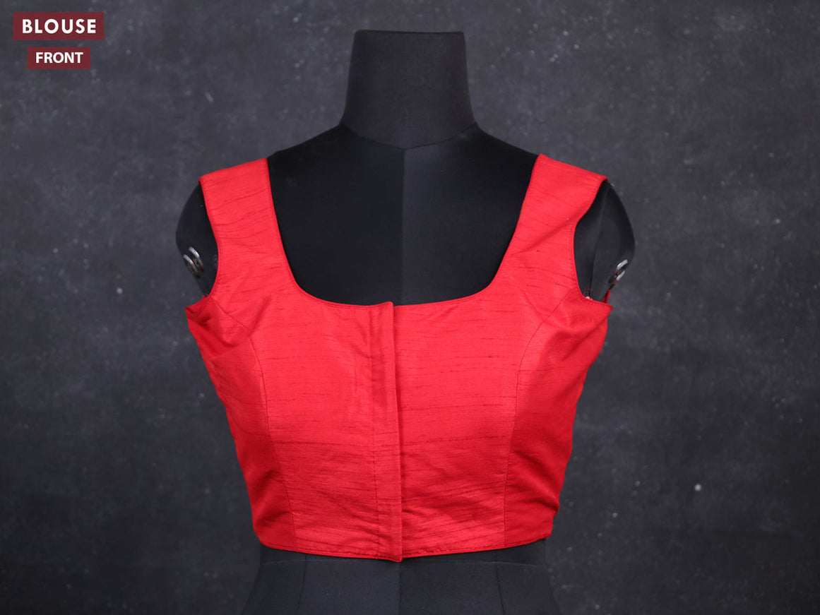 Red semi raw silk readymade blouse