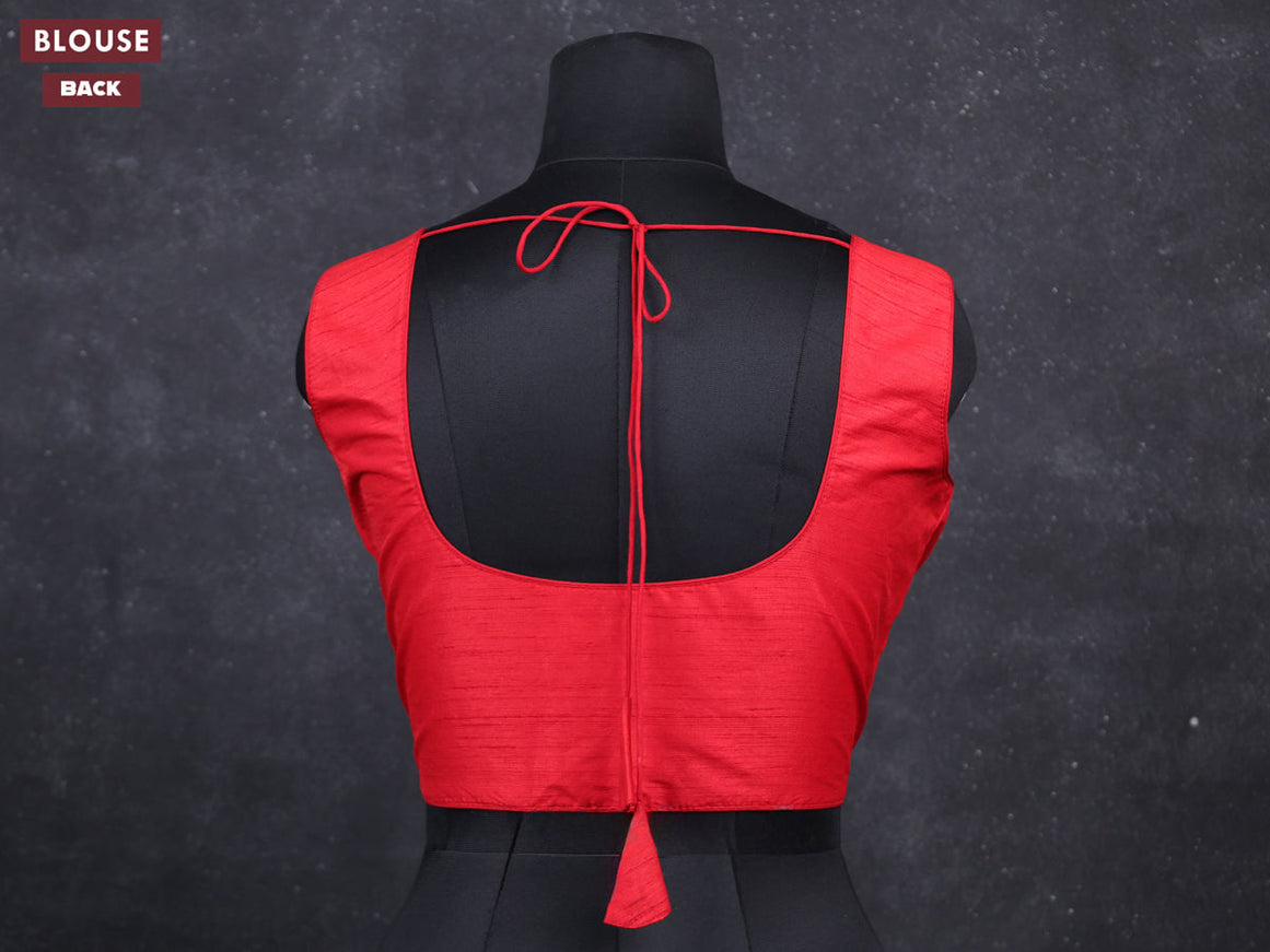 Red semi raw silk readymade blouse