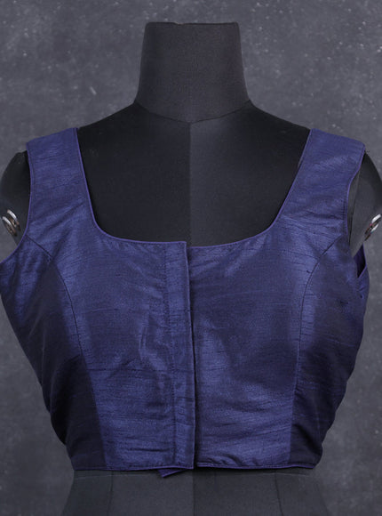 Navy blue semi raw silk readymade blouse