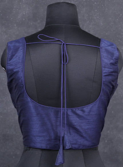 Navy blue semi raw silk readymade blouse