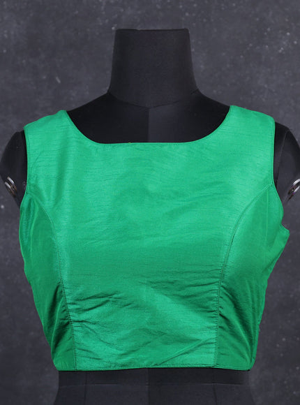 Green semi raw silk readymade blouse