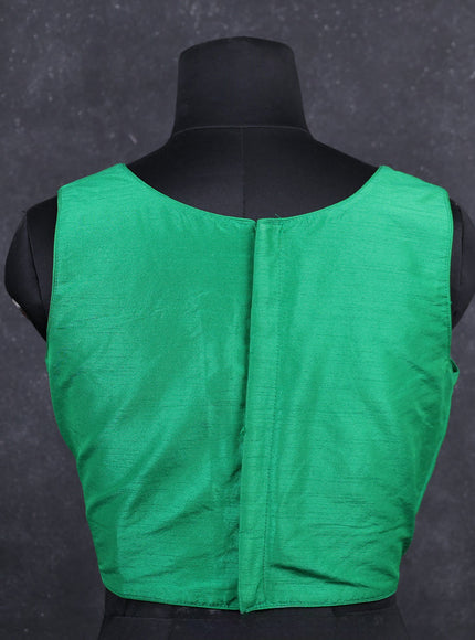 Green semi raw silk readymade blouse