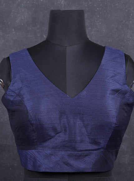 Navy blue semi raw silk readymade blouse