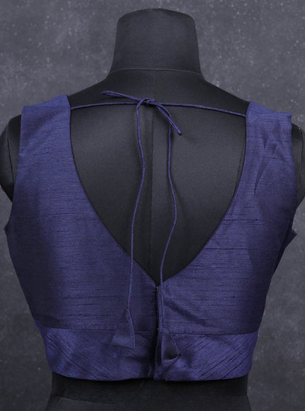 Navy blue semi raw silk readymade blouse