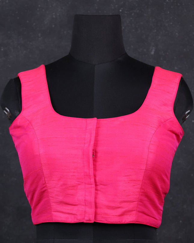 Candy pink semi raw silk readymade blouse