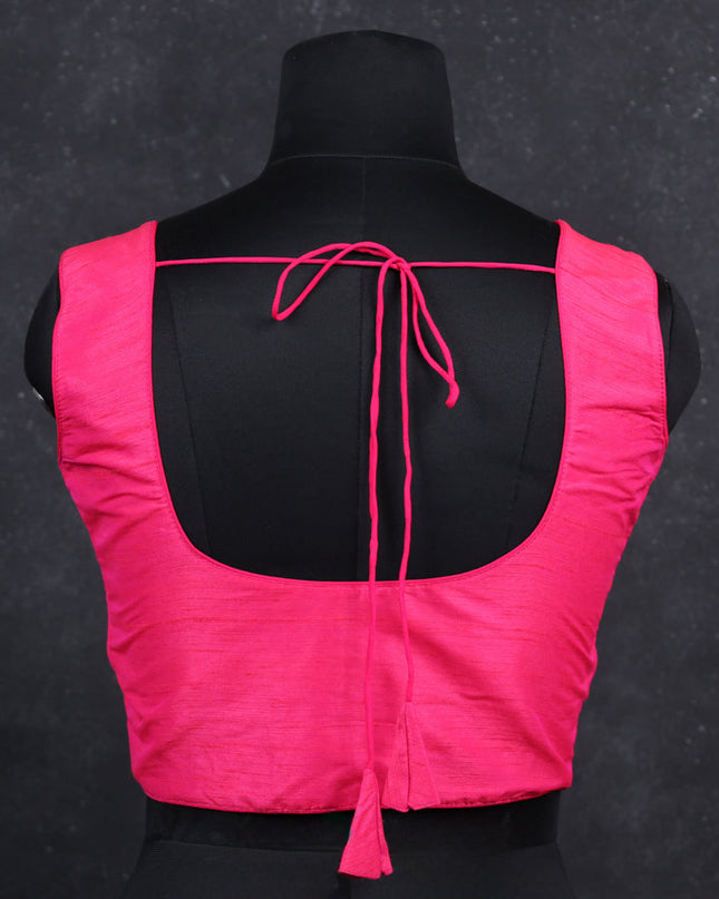 Candy pink semi raw silk readymade blouse