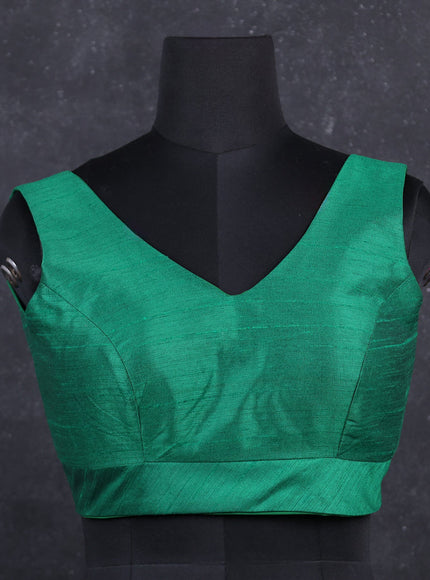 Green semi raw silk readymade blouse