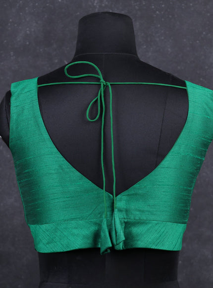 Green semi raw silk readymade blouse