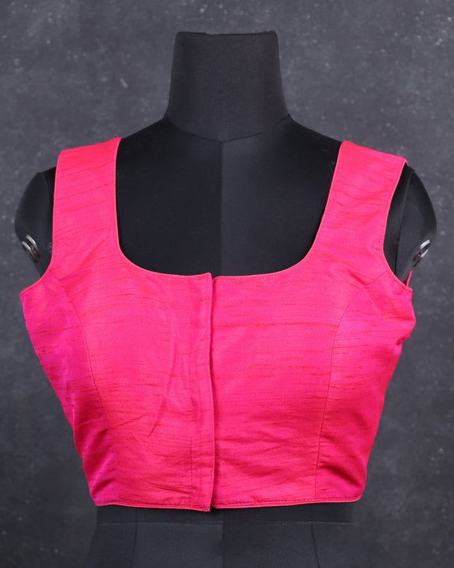 Pink semi raw silk readymade blouse