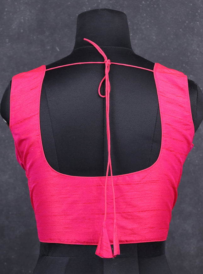 Pink semi raw silk readymade blouse