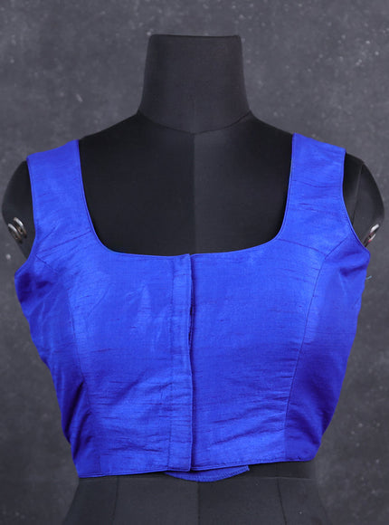 Blue semi raw silk readymade blouse
