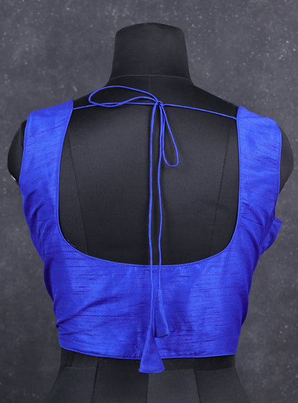 Blue semi raw silk readymade blouse