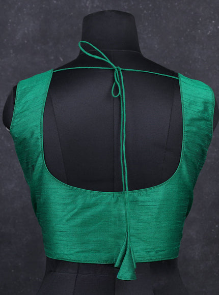 Green semi raw silk readymade blouse