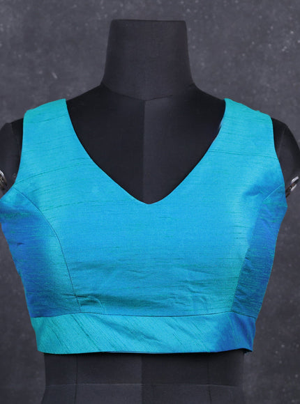 Blue semi raw silk readymade blouse