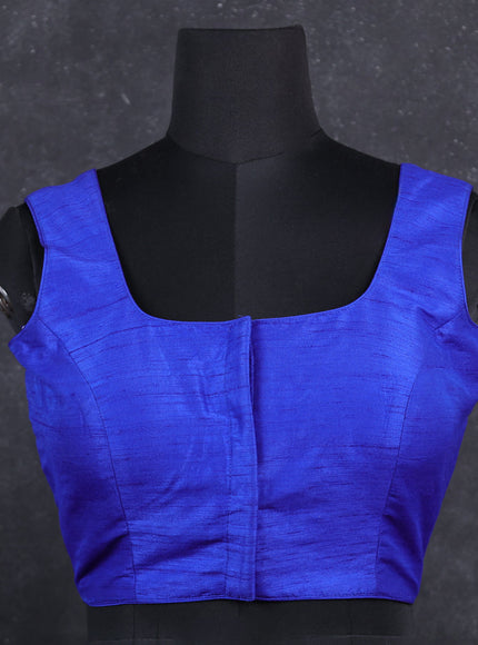 Blue semi raw silk readymade blouse