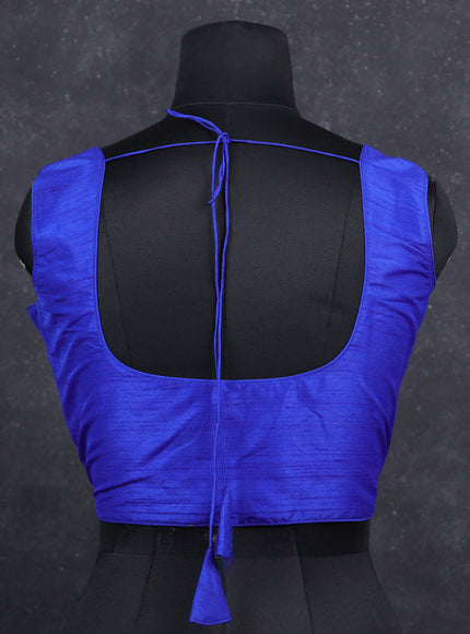 Blue semi raw silk readymade blouse