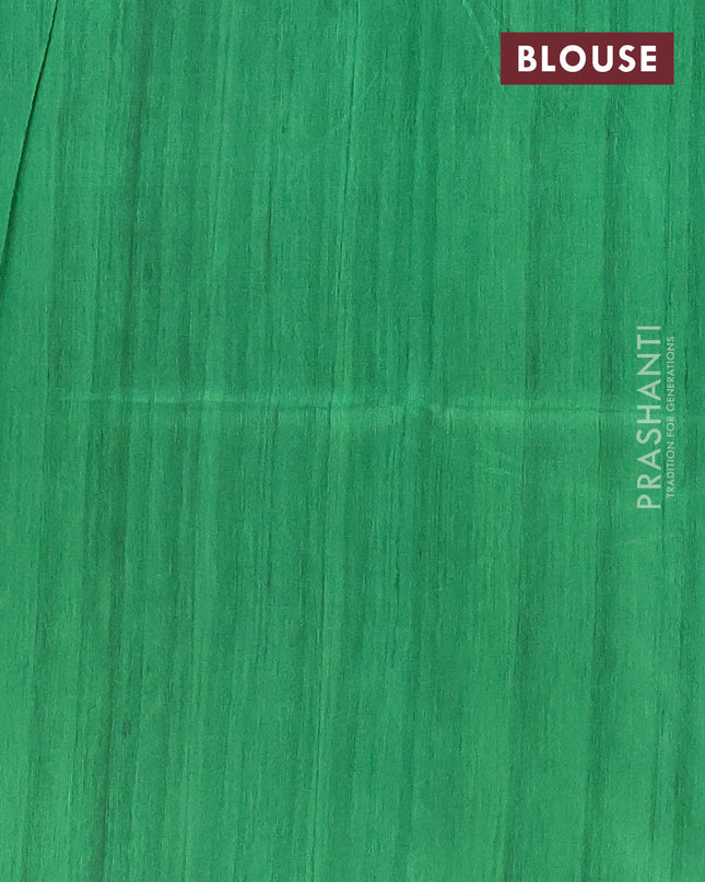 Semi tussar saree cream and light green with butta prints and madhubani printed pallu
