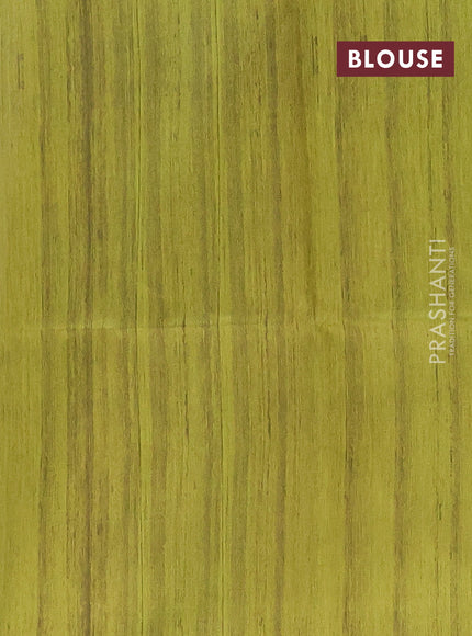 Semi tussar saree cream and lime green with butta prints and madhubani printed pallu