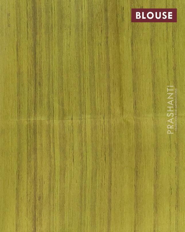 Semi tussar saree cream and lime green with butta prints and madhubani printed pallu
