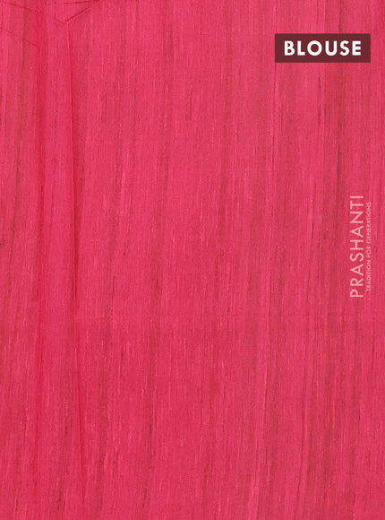 Semi tussar saree pink and cream with allover bandhani buttas and madhubani printed pallu