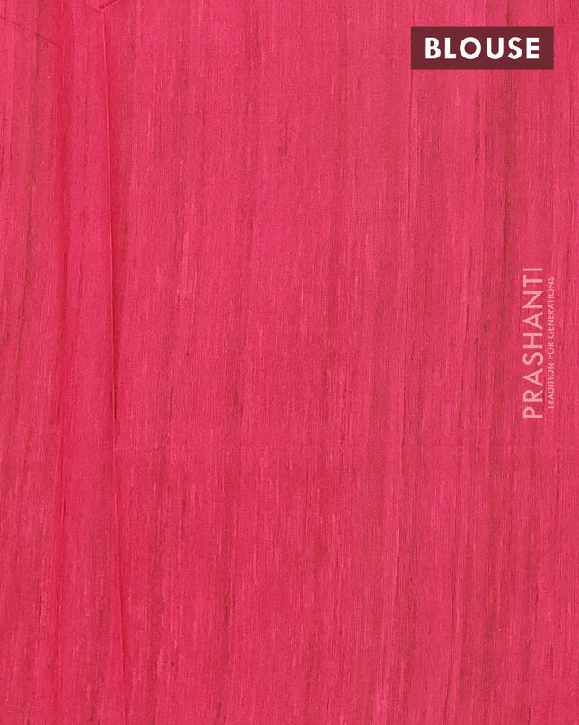 Semi tussar saree pink and cream with allover bandhani buttas and madhubani printed pallu