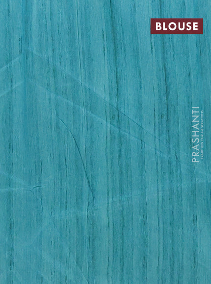 Semi tussar saree teal blue and cream with allover bandhani buttas and madhubani printed pallu