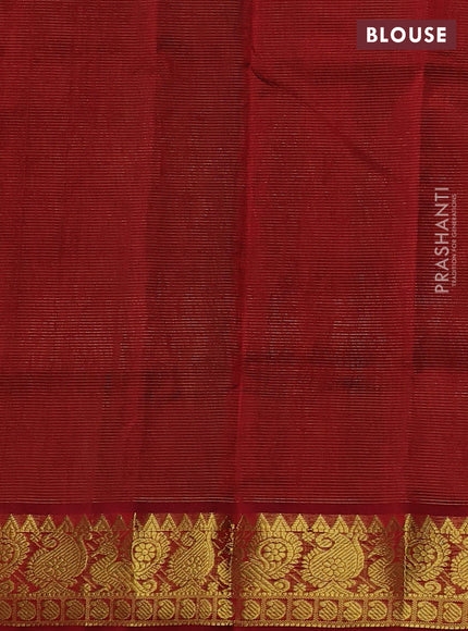 Silk cotton saree dark green and maroon with allover vairaosi pattern and annam zari woven border